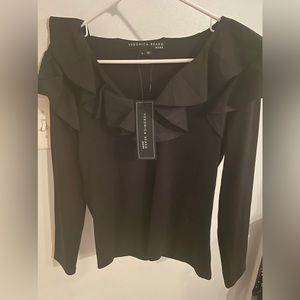 Classy black long sleeve Veronica Beard top with overlay
